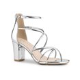 thumbnail image 1 of BLISSFUL STEP Sandales à Talons Blocs à Brides Croisées pour Femmes Argent 7, 1 of 8