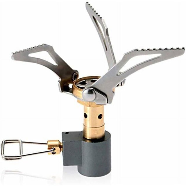 Mini Pocket Titanium Alloy Camping Stove, Survival Furnace Stove Outdoor Mini Stove Folding Camping Gas Cooker Silver for Picnic Camping