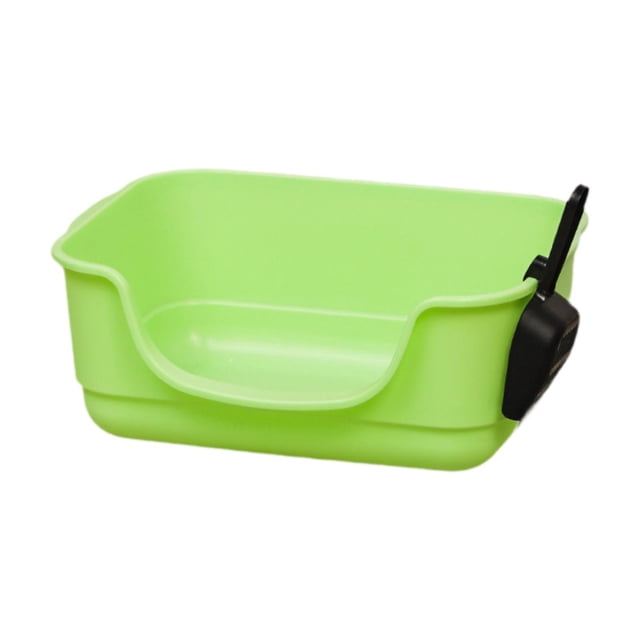 GROWTH TANK Cat Litter Box Anti Splashing Portable U Shape Lowered Front for Indoor Cats Green