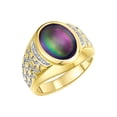 thumbnail image 3 of RYLOS Men's Rings 14K Yellow Gold Nugget Ring with Cabochon Gemstone & Diamonds Alexandrite Rings For Men Size 11, 3 of 7