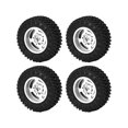 thumbnail image 1 of Front Rear Rubber Tires, Durable Wear  Heavy Duty Anti Skid Strong Cushioning RC Tires and Wheel Rims Set  for 1/24 RC Car Black,Silver,Red, 1 of 8