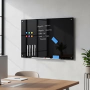 BeesClover Magnetic Glass Whiteboard for Wall, Frameless Dry Erase Board with Marker Tray, Easy-Clean Surface for Home Office, Classroom, Corporate Meetings