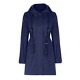 thumbnail image 2 of Sentmoon Windbreaker Plus Size Drawstring Hooded Neck Long Sleeve Jacket Women Zipper Solid Color Windproof Waterproof Ladies Winter Coats Fall and Winter Trendy for Climbing and Hiking, 2 of 5