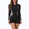 thumbnail image 1 of Soki Women's Swimsuit One Piece Long Sleeved Zipper Surfing Diving Suit Bikini Set, 1 of 8