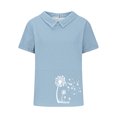 thumbnail image 4 of Jsaierl Chemises en Lin d'Été pour Femmes Imprimé Pissenlit Col à Revers Manches Courtes Blouses Simples Décontractées Polyvalentes, 4 of 4