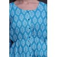 thumbnail image 2 of Bimba Robe Midi à Manches Longues Imprimé Floral Damassé Pochoir Bleu Vêtements pour Femmes-Large, 2 of 7