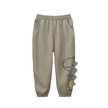 Pantalons de Survêtement Dinosaure pour Garçons 0-9 Ans Été Tendance Imprimé Mignon Élastique Pantalons de Sport en Coton Jogger Kaki