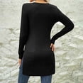 thumbnail image 3 of SROBPTY Longues Chandails à Manches pour Femmes, Mode pour Femmes Manches Longues Col Rond Taille à Pince Long Noir, TTG, 3 of 4