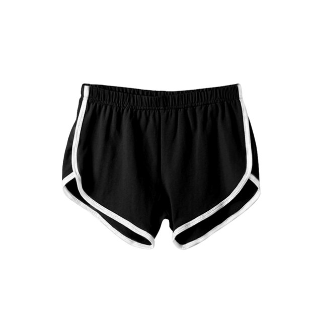 MAWCLOS Bas pour Femmes Taille Élastique Mini Pantalon Couture de Couleur Short Décontracté Sport Extensible Noir L