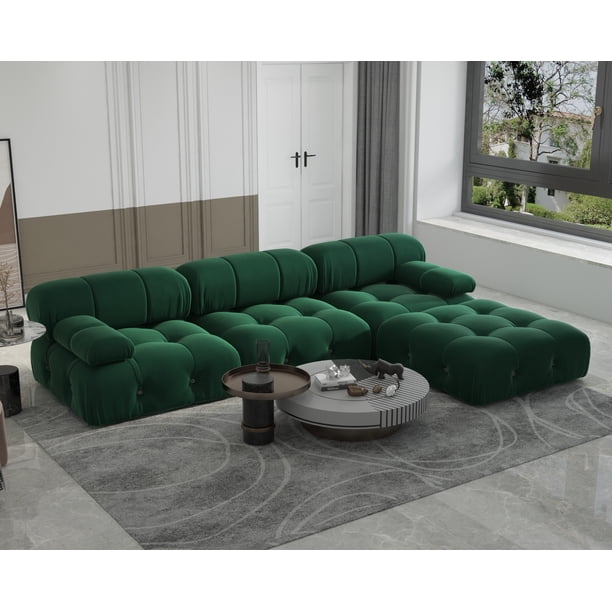 Sodrens Modular Sectional Sofa,L-Shaped Sofa Velvet Couch Free