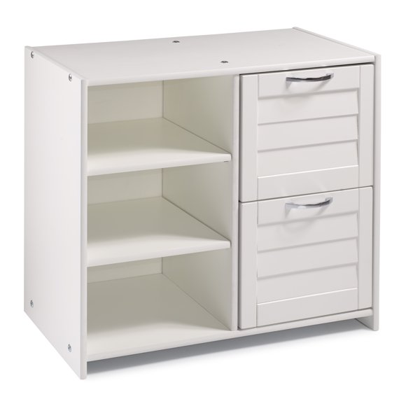 LOUVER LOW LOFT 2 DR CHEST/SHELVES WHITE