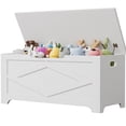 thumbnail image 1 of BeesClover Coffre de Rangement, Banc de Rangement pour Jouets en Bois, Coffre à Jouets Moderne à Couvercle Relevable avec Charnière de Sécurité pour Entrée, Chambre, Salon, Supporte 300 Lb et Assemblage Facile, 1 of 7