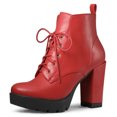 thumbnail image 1 of Unique Bargains Bottes à Plateforme à Lacets à Talon Bloc Haut à Bout Rond pour Femmes, 1 of 7