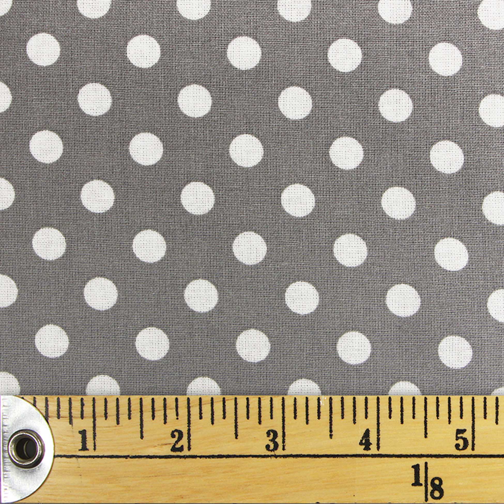 FABRIC CREATIONS Grey with White Polkadots Fat Quarter Pre-Cut Fabric - 46 cm (18 in) × 53 cm (21 in)/45 cm (17.7 in) × 53 cm (20.9 in), 18x21