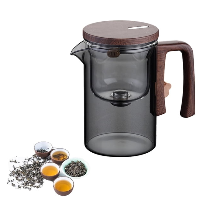 Huayishang Glass&Bottle Water Separation Glass Teapot With Wooden Handle Teapot Glass Teapot With Infuser Magical Teapot Glass Glass Teapot With Strainer Filter Teapot With Infusers