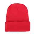 thumbnail image 1 of Men Women Solid Color Warm Woolen Knitted Cap Fluorescent Cuffed Beanie Hat, 1 of 10