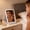 White, variant on LED Makeup Mirror with Light Folding, ZZkhGO Smart Vanity Mirror High Definition Portable, Three-Color Dimmable Travel Mirror for Dorm Desktop, Black