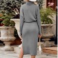 thumbnail image 4 of Yuyuzo Womens Ribbed 2 Piece Sets Turtleneck Long Sleeve Tops with Midi Skirts Slim Fitted Solid Color Suits, 4 of 7
