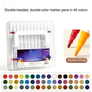 Acrylic Markers for Kids, 2 Color in 1 Dual Tip Washable Coloring Pens with No Bleed Layerable Ink, Safe Art Markers for Students Drawing School Supplies