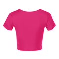 thumbnail image 5 of JIRNDf Hauts pour Femmes T-Shirts d'Été Tendance Mode Manches Courtes Mignon Court Basique Col Rond Coupe Ajustée Blouse pour Femmes Tunique Décontractée Hauts Rose Vif G, 5 of 5