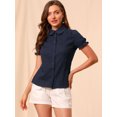 thumbnail image 3 of INSPIRE CHIC Chemise à Manches Courtes pour Femme en Coton à Imprimé Floral avec Col Peter Pan, 3 of 6