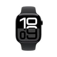 thumbnail image 1 of Apple Watch Series 10 (GPS) 46mm Jet Black Aluminum Case with Black Sport Band Medium/Large - Open Box, 1 of 5