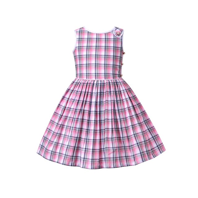 Robe Fille Blanche Rouge à Carreaux Douce Vintage Classique Bouffante Sans Manches 5 Ans