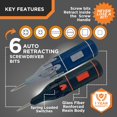 thumbnail image 2 of Kelvin Tools Retractor Auto Advance - Automatic Multi-Tool Screwdriver, Multi-Head Screwdriver All-in-one, Autoloader Multi-bit 6-in-1 Screwdriver, Multi-use Tools (Navy/Grey), 2 of 6