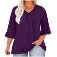 thumbnail image 1 of AherBiu Plus Size Tops for Women Ruffle 3/4 Length Sleeve Casual Blouses Summer Loose Flowy Comfy Tunic, 1 of 7