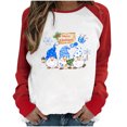 thumbnail image 1 of RKSTN Chandail pour Femmes de Noël à Col Rond, Chandail Imprimé du Père Noël, Manches Longues, Blouse Régulière à Empiècements, 1 of 5