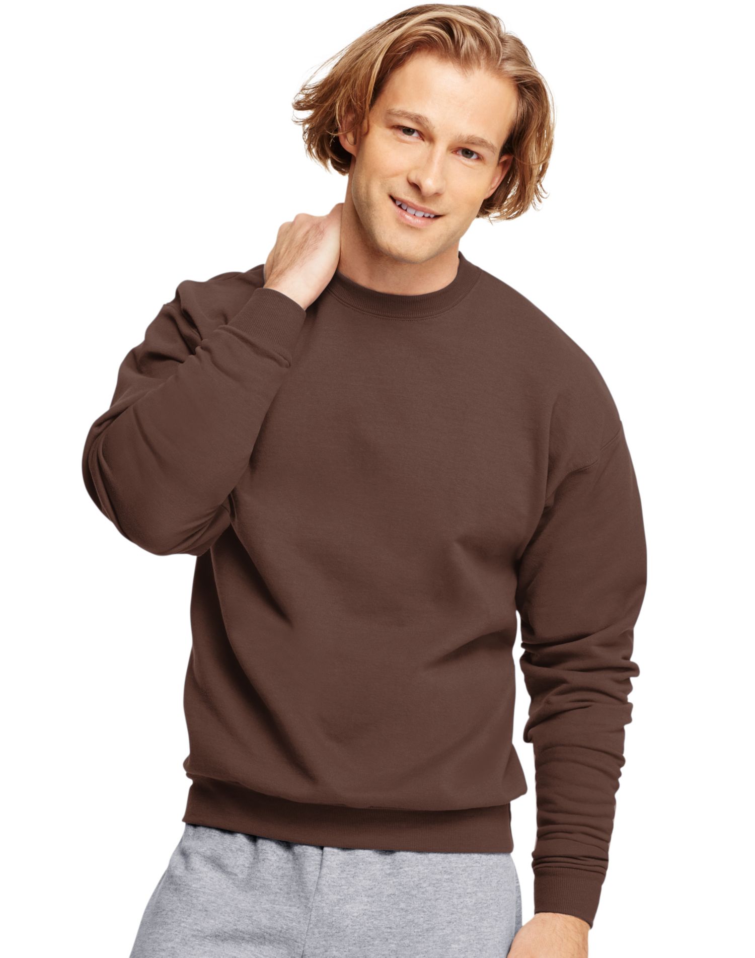 Hanes Mens ComfortBlend EcoSmart Crew Sweatshirt - Best-Seller, 2XL, Brown