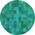 thumbnail image 1 of Ahgly Company Tapis d'Intérieur Rond Lavable en Machine Vert Printemps Moyen Transitionnel, 7 Pieds Rond, 1 of 7