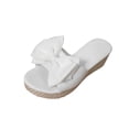 thumbnail image 1 of Sandales Compensées Décontractées pour Femmes à Enfiler avec Nœud, Bout Rond, Espadrilles de Plage Unies pour l'Été, 1 of 9