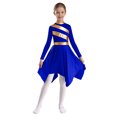 thumbnail image 1 of RUNQHUI Robe de Danse pour Filles Enfants Patchwork Métallique Ourlet Asymétrique Culte Église Bleu 14, 1 of 7