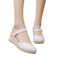 thumbnail image 3 of Sandales Espadrilles à Talon Compensé pour Femmes, Bride à la Cheville à Boucle, Sandales Plateforme Décontractées d'Été, Chaussures pour Femmes à Bout Fermé, Compensées Rétro, 3 of 9