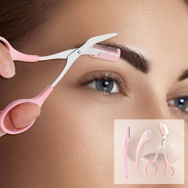 EGNMCR 3PCS Eyebrow Trimmers Scissors With Comb Professionals Precision Eyebrow Comb Scissors Set Small Eye Brow Razors Eyebrow Trimming Scissors Eyebrow Grooming Kit Eyebrow trimming