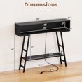 thumbnail image 3 of Gymax Table Console 40 Pieds' avec Barre d'Alimentation, Table d'Entrée à 3 Niveaux avec Lumières DEL RVB, Noir, 3 of 10