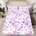 thumbnail image 2 of Erosebridal Chic Purple Floral Flower Sheet Set Twin, Spring Blossoms Bedding Sets Twin Size, Microfiber 3pcs, 2 of 6