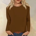 thumbnail image 2 of Timegard Womens Tops Long Sleeve Round Neck Solid Color Basic Tee Fall Casual Comfy Loose Tops Blouse, 2 of 5