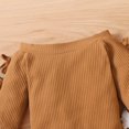 thumbnail image 2 of PatPat Baby Girls Outfits Sets, Infant Clothes 2pcs Baby Solid Ribbed Off Shoulder Bowknot Long-sleeve Top and Floral Print Bell Bottom Pants Set, 2 of 6
