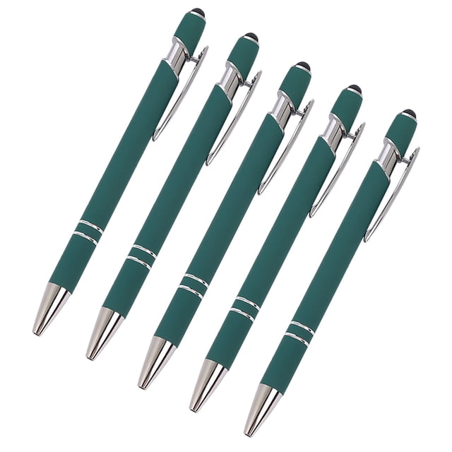 Maplenight Aluminum Ballpoint Pen with Touchscreen Tip - Metal Body, 1.5g Ink, 5pc Set for Business, Student Writing, and Screen Use Army Green