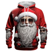Ediodpoh Men's Hoodies & Sweatshirts Pullover Christmas Print for Autumn and Winter Casual Style Hoodie Mens Sweatshirt Red XXL