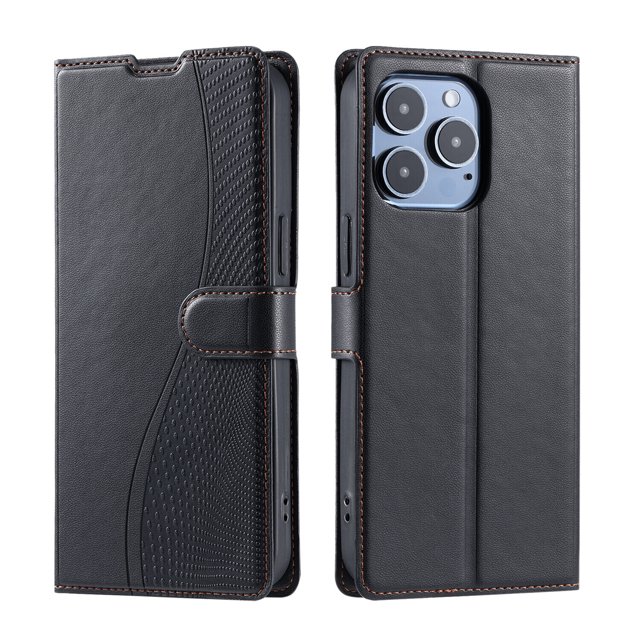 iPhone 16 PRO Étui, Portefeuille en Cuir Pu à Rabat Porte-Cartes Support Magnétique
