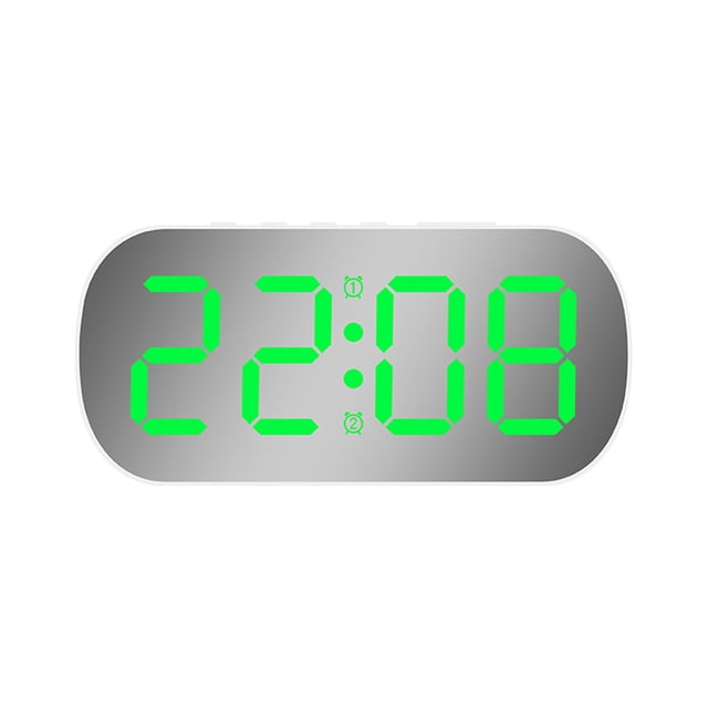 Maytalsory Table Clock Two Alarms Brightness Adjustment Night Mode 2. Time Alarm Clock White green light