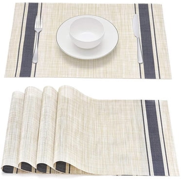 Ensemble de 4 Napperons pour Table à Manger, Napperons Lavables, Napperons en Vinyle Tissé Croisé, Résistants aux Taches Résistants à la Chaleur Antidérapants pour Table de Cuisine