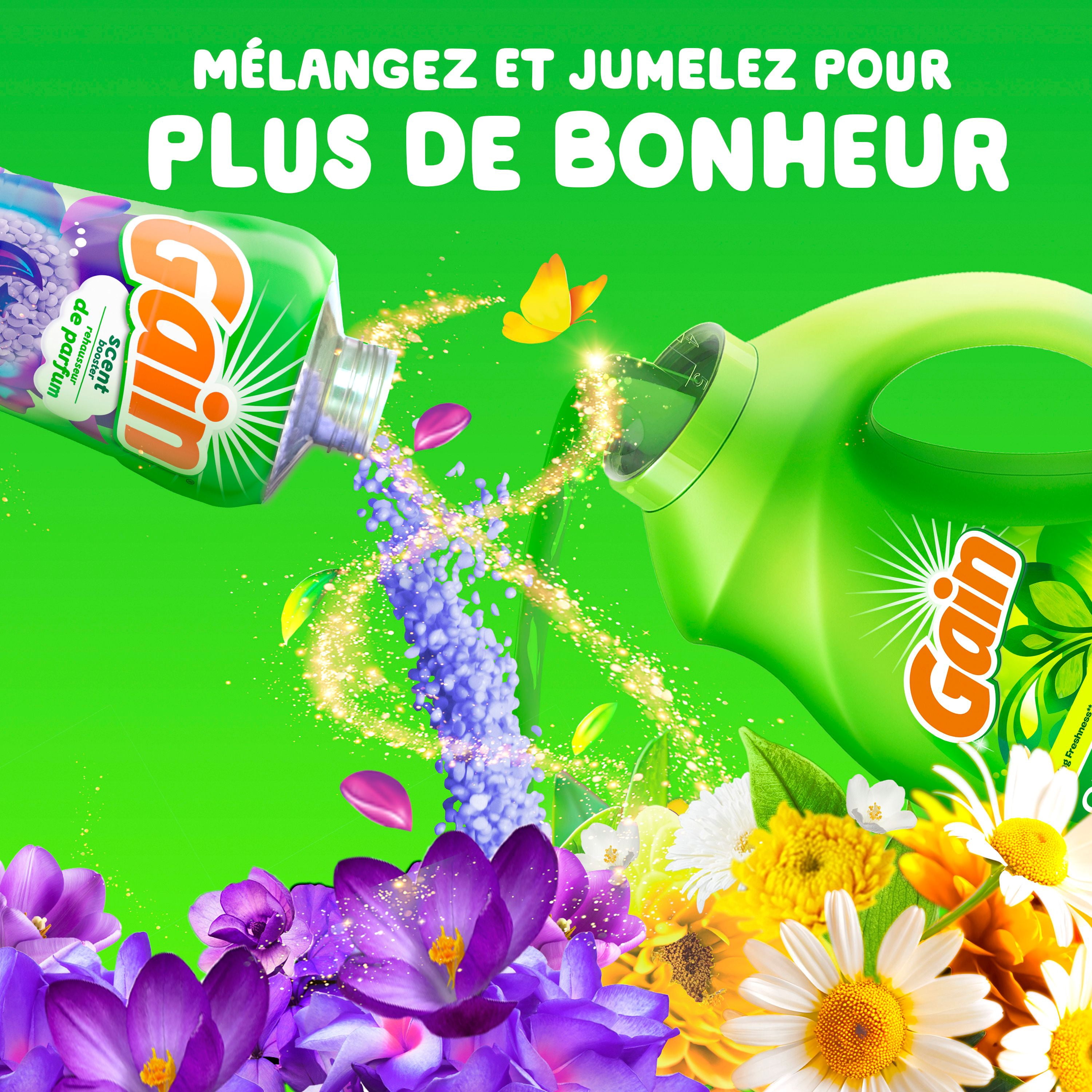 Détergent à lessive liquide Gain, parfum Original, 1,24 L, 32 brassées, fraîcheur + élimination des odeurs, savon nettoyant liquide haute efficacité pour laveuse
