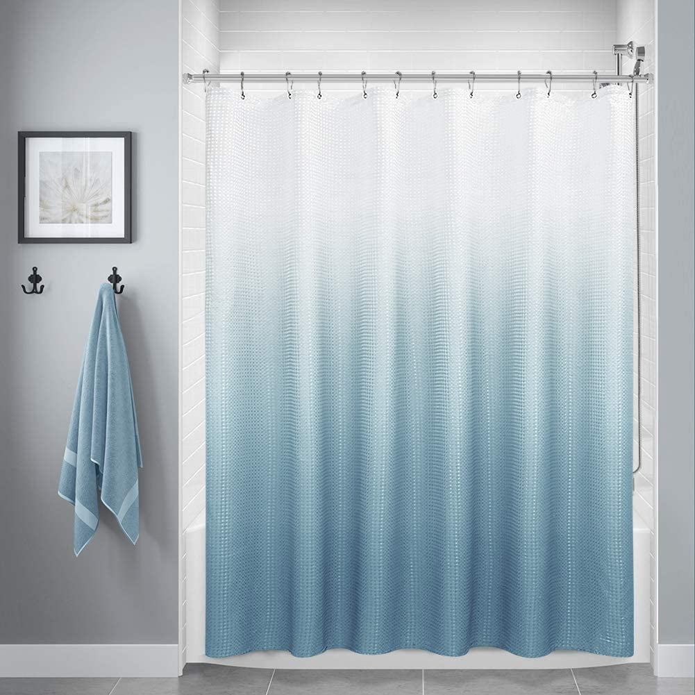 SHTUUYINGGBlue Shower Curtains for Bathroom, Polyester Shower Curtains for Bathroom, Waterproof Shower Curtain Liner with 12 Hooks,Machine Washable（72 x 72 inch,Blue Gray）