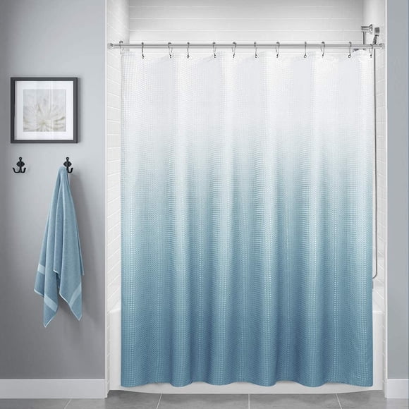 SHTUUYINGGBlue Shower Curtains for Bathroom, Polyester Shower Curtains for Bathroom, Waterproof Shower Curtain Liner with 12 Hooks,Machine Washable(72 x 72 inch,Blue Gray)