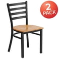 thumbnail image 3 of 2 Pk. HERCULES Series Black Ladder Back Metal Restaurant Chair - Natural Wood Seat, 3 of 8