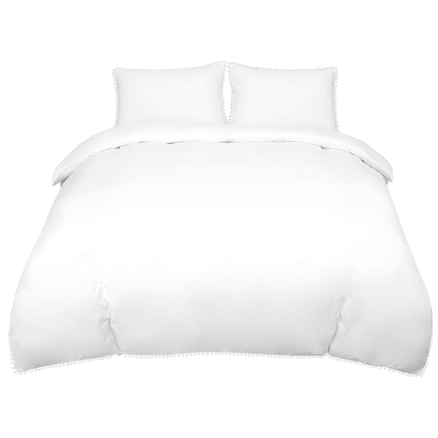 Unique Bargains Pompoms 110gsm Brushed Polyester Duvet Cover Set,3 Pieces,